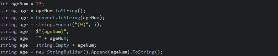 C# - Convert int to string